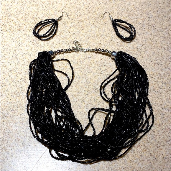 Jewelry Beaded Black Necklace And Earrings Set Poshmark